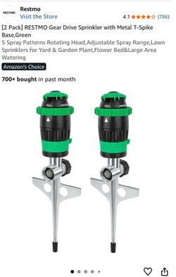 RESTMO Gear Drive Sprinkler with Metal T-Spike Base,Green