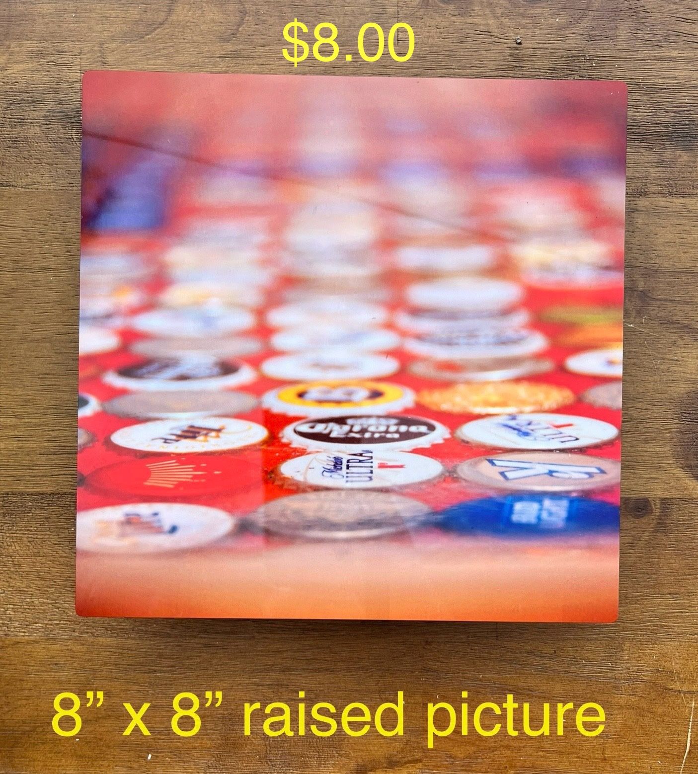 8” X 8” Beer Bottle Cap Picture 