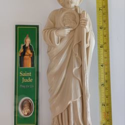 Vintage Hard Plastic St Jude Statue With Laminated Bookmark 