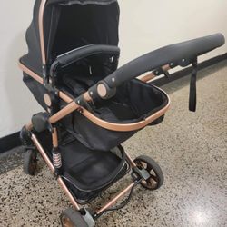 ✨ Black & Rose Gold Travel System Stroller + Bassinet + Car Seat – $160 OBO ✨