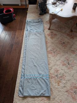 Grey-blue self-hanging shower curtain