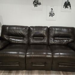 Leather Reclining Sofa