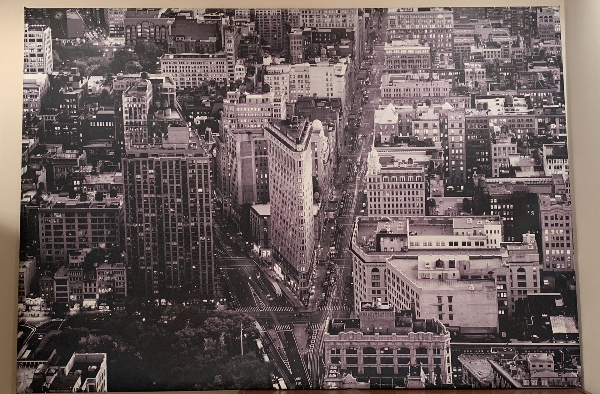 Art New York city buildings flatiron black and white 79”x 55”