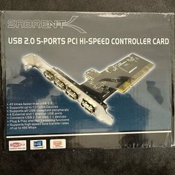 NEW Sabrent SBT-ALI5Y 5-Port USB 2.0 PCI Card Adapter Expansion Card 