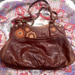 Lucky hotsell Brand Hobo Shoulder Purse Bag Lamb Leather Floral Brown Women's