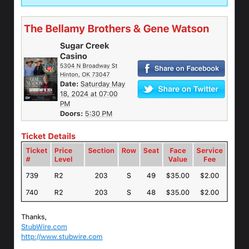 Bellamy Brothers Tickets Tonight (Saturday)