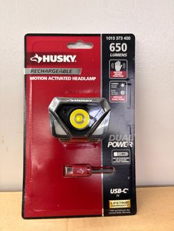 New Husky Rechargeable Motion Activated Headlamp 650 Lumens