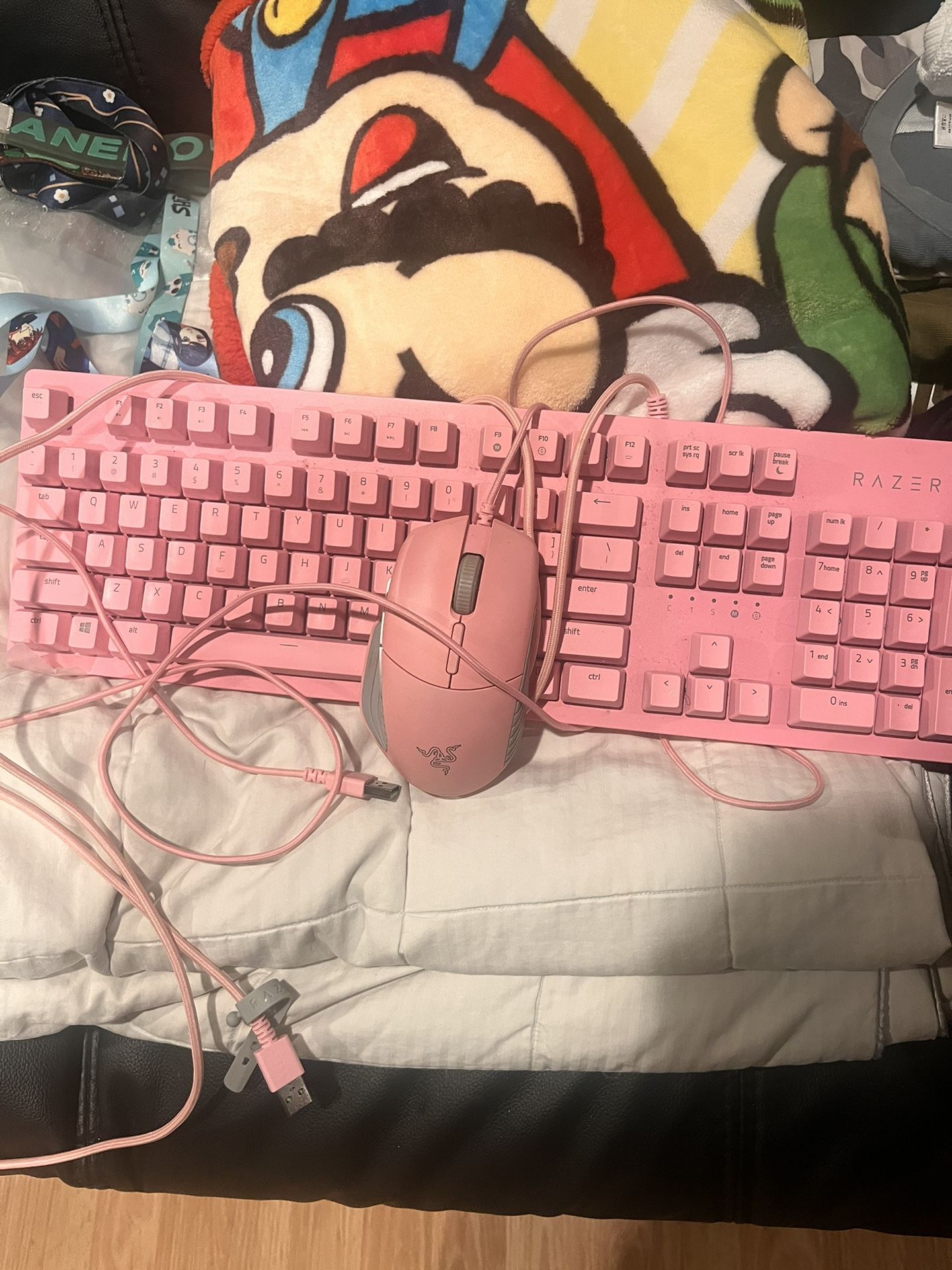 Pink Razer Mechanical Keyboard + Mouse RGB