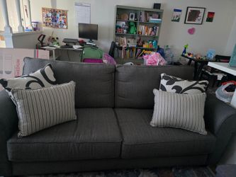 Dark Gray Fabric Loveseat &  Couch Set