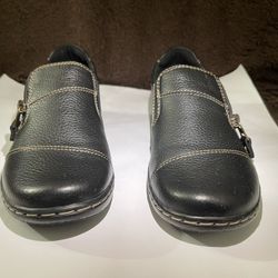 Clarks Black. Leather Cora Harbor Shoes For Women Size 6.5