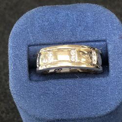 14k MYG Diamond Band 3.9 Grams Size 7.5