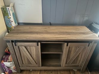 Farmhouse TV Stand with Sliding Barn Doors -250 OBO