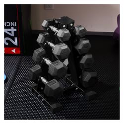 Brand New 5-20 Lb Rubber Hex Dumbbells