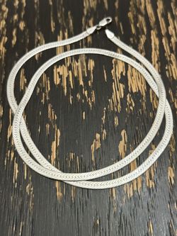 3.55mm Silver Herringbone Necklace
