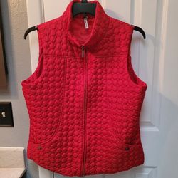 Kate Park Women's Red Quilted Full Zip Sz PXL