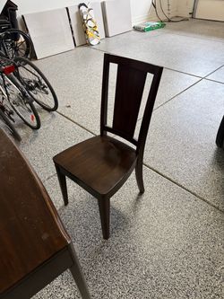 Wooden desk + chair.