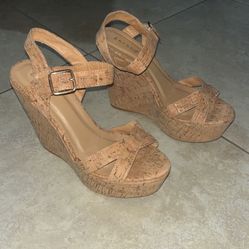 Women’s Cork Pattern High Heels / Wedges, Size 9 but fits more like Size 8