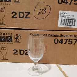 NEW Lot of 46 Excalibur All Purpose Goblet 14 OZ 04757 Arcoroc Professional Bar Restaurant Glasses