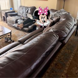 Couch Leather Sectional “Free”