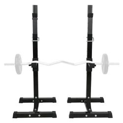 New Black Steel Squat Rack Adjustable Barbell Free-press Bench, Black 550 lb