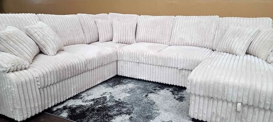 CORDUROY IVORY BRAND NEW SECTIONAL SAME DAY DELIVERY