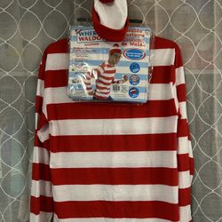 “Where's Waldo” Costume Adult size Large/XL (NO Glasses)