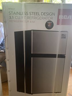 RCA RFR834-f 3.2 Cu Ft Double Door Top Freezer Refrigerator, Stainless, Stainless Steel