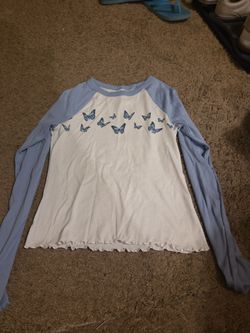 Butterfly Print Raglan Long Sleeve Top girls XL
