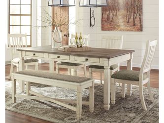 Bolanburg Two-tone Dining Table with 4 Chairs and Bench