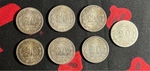 Mexican 20 Centavos 72% Silver Coins