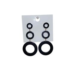 Forever 21 Lightweight Graduated Black Rings 3⅝" Long Dangle Post Earrings New