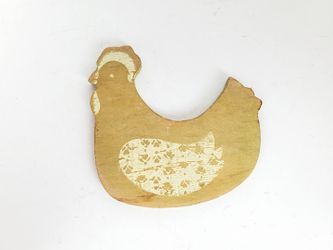 Vintage Wooden Chicken Shaped Decorative Accent 3 in