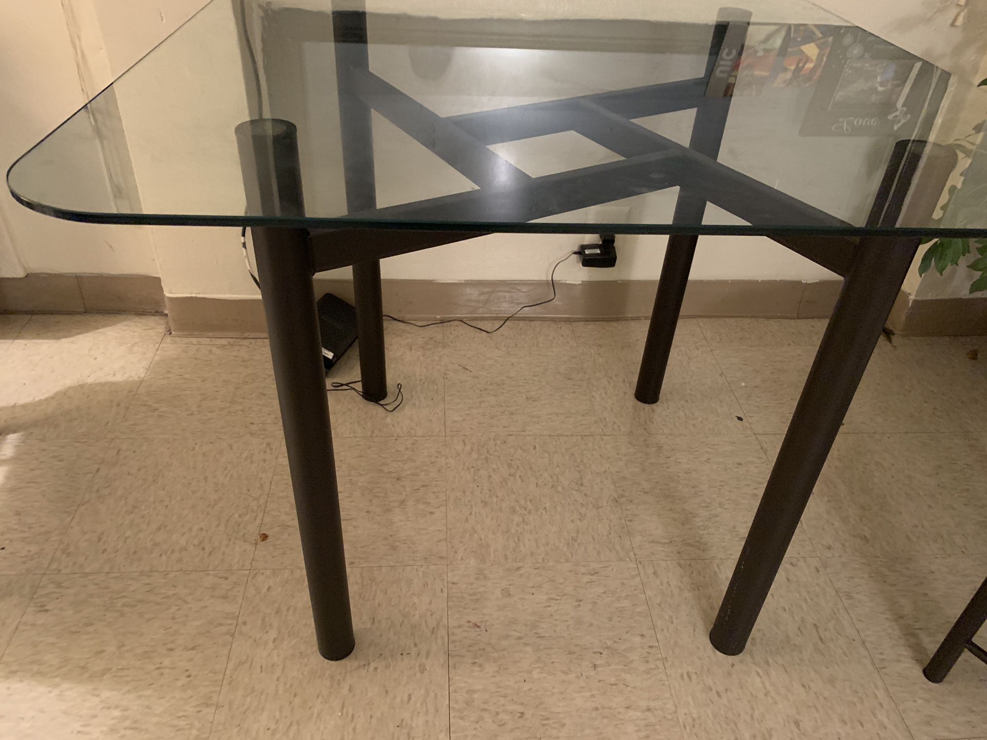 Dining table and coffee table with glass top