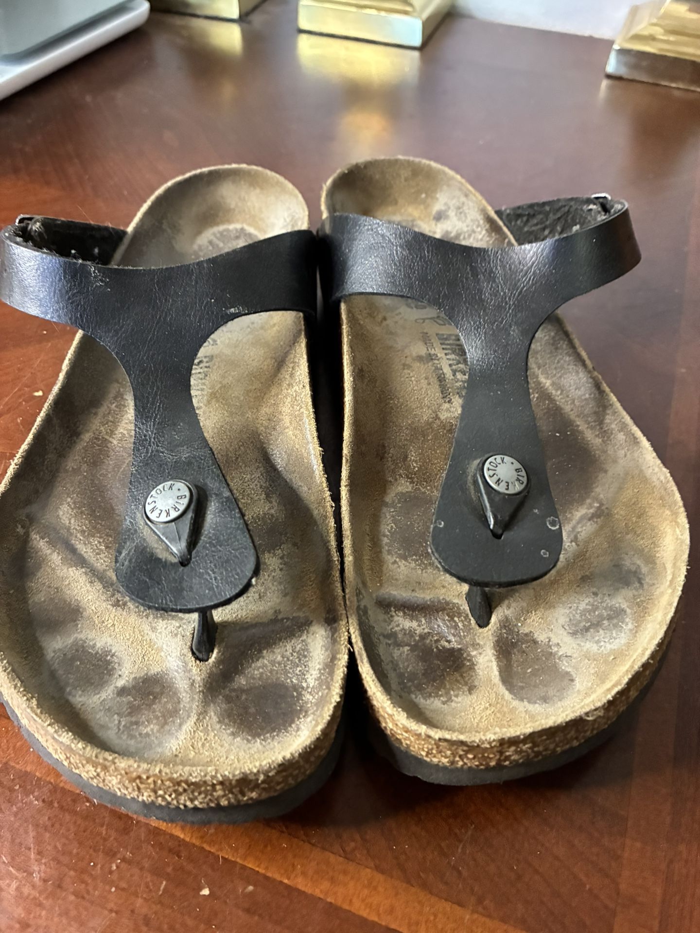 Birkenstock Gizeh Sandals Womens Size EU 40 US 9 Birko-Flor Black Leather