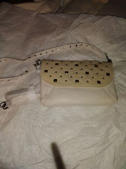Grace Adele - Studded Convertible Crossbody Clutch – Cream & Gold