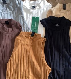 6 SHEIN EZwear Multicolor Women's Solid Color Ribbed Tank Top Size Small