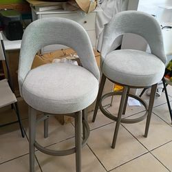 Bar Height Swivel Bar Stool Set of 2 Upholstered Counter-Height Barstools U Shape Back Pub Chair Stools for Kitchen Island room