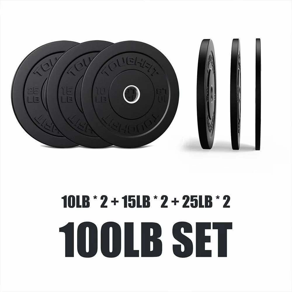 ToughFit Black Olympic Weight Plates Bumper Plates Set 6(2X10LB 2x15LB 2x25LB)