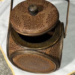 Chinese Tea Tobacco Basket Wood with Lid...