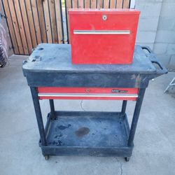 MAC Tools Work Cart With Lock Box, Drawer, and Screwdriver/Prybar Cabinet with Keys