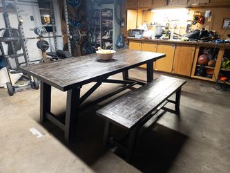 Free Delivery! Brown Wood Table Farm House Bench