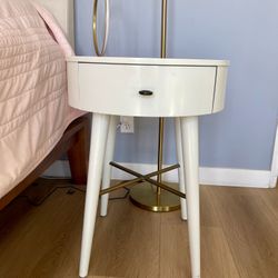 2 White West Elm Bed Side Tables MCM
