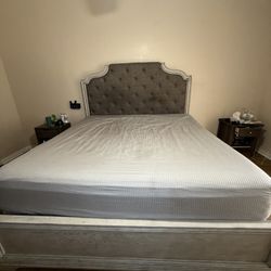 King-size wooden bed frame