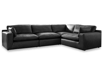 Emilia Black Leather 4pc Modular Sectional Sofa (Online Special Price)
