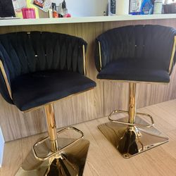 Black and Gold Bar Stool - Set of 2 