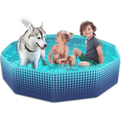 Jasonwell Foldable Dog Kiddie Pool - Hard Plastic Kids Paddling Pool Toddler Baby Swimming Pool for Backyard Collapsible Whelping Box Pet Doggie Cats 