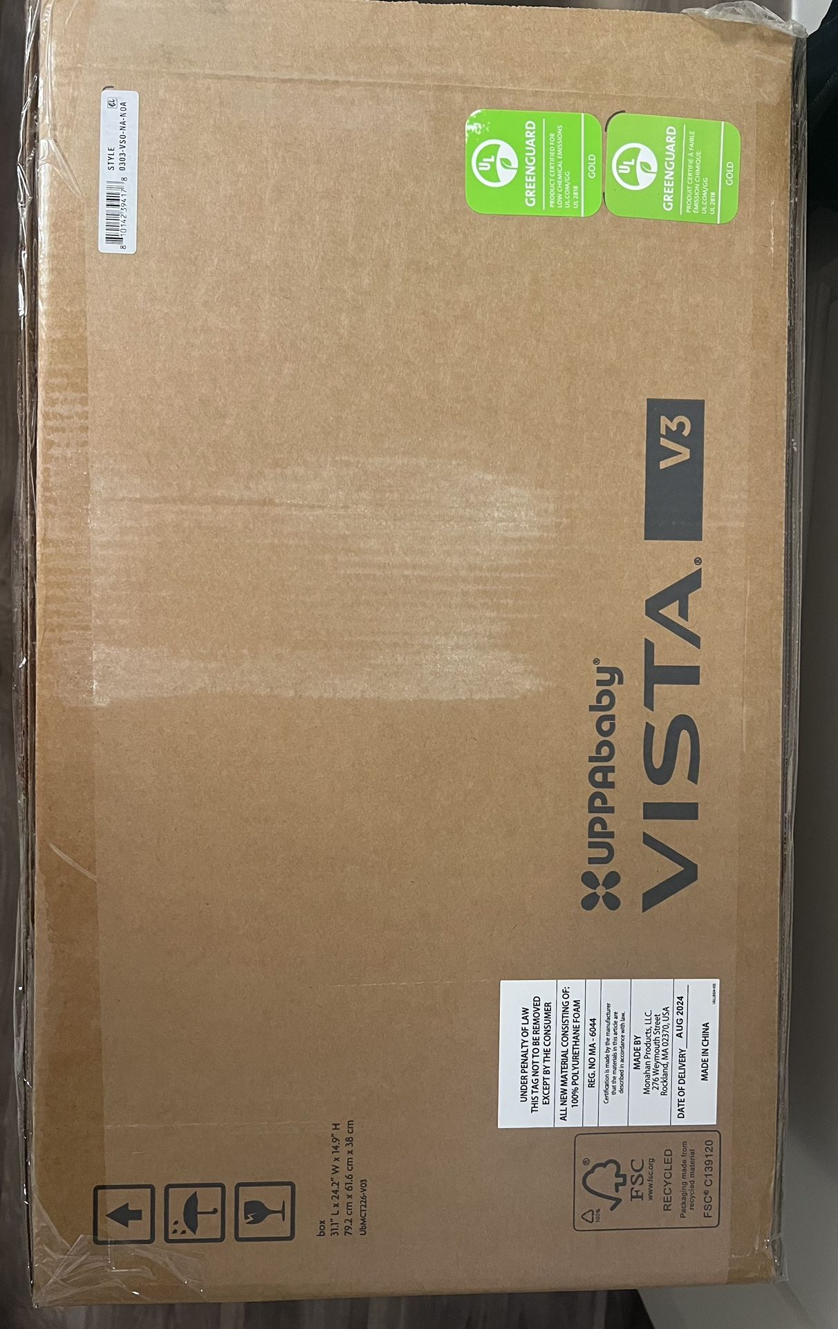 New In Box! Uppababy Vista V3- Single, Double And Triple Stroller