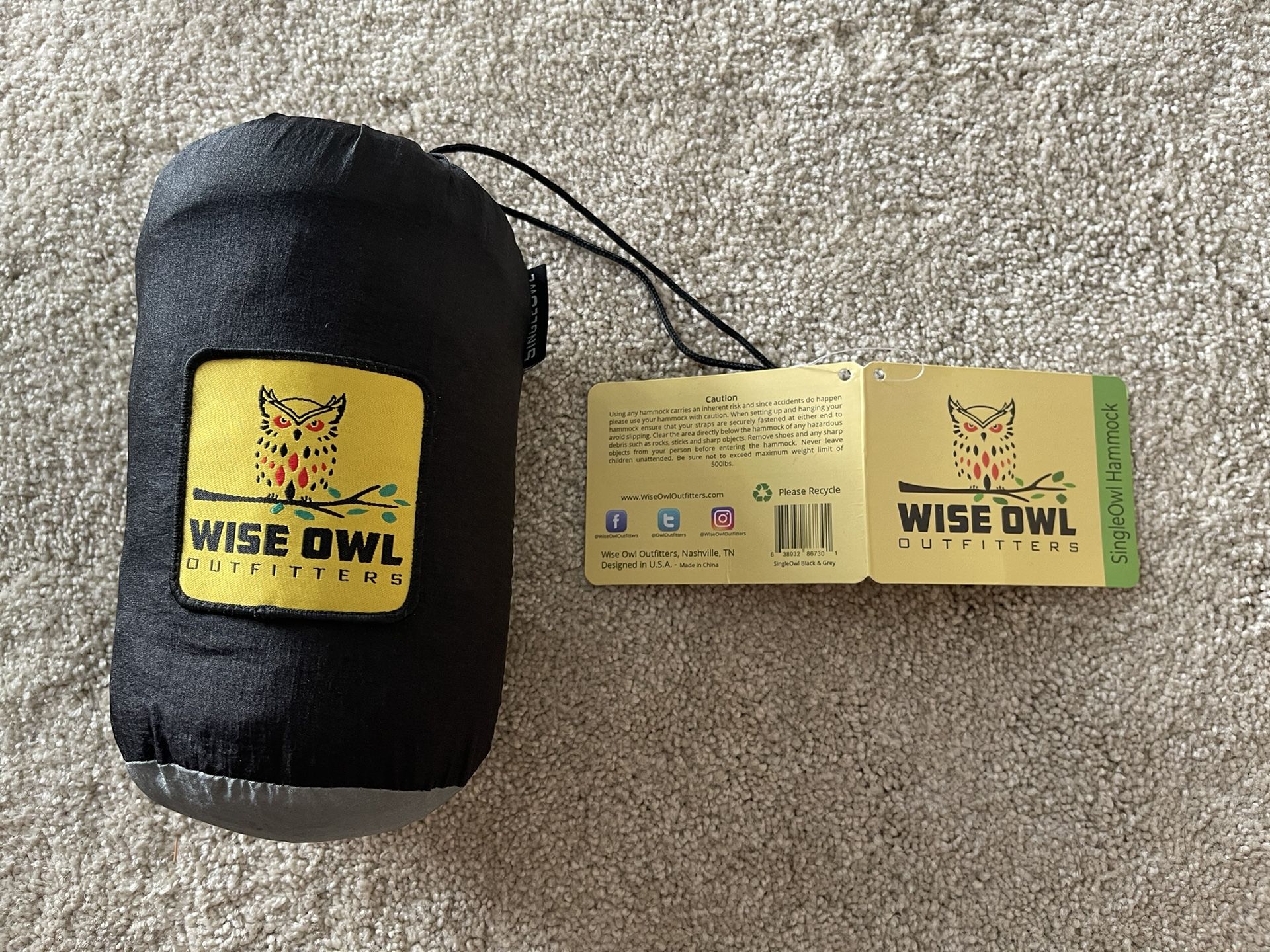 Wise Owl Outfitters Camping Hammock - Camping Essentials, Portable Hammock w/Tree Straps, Single