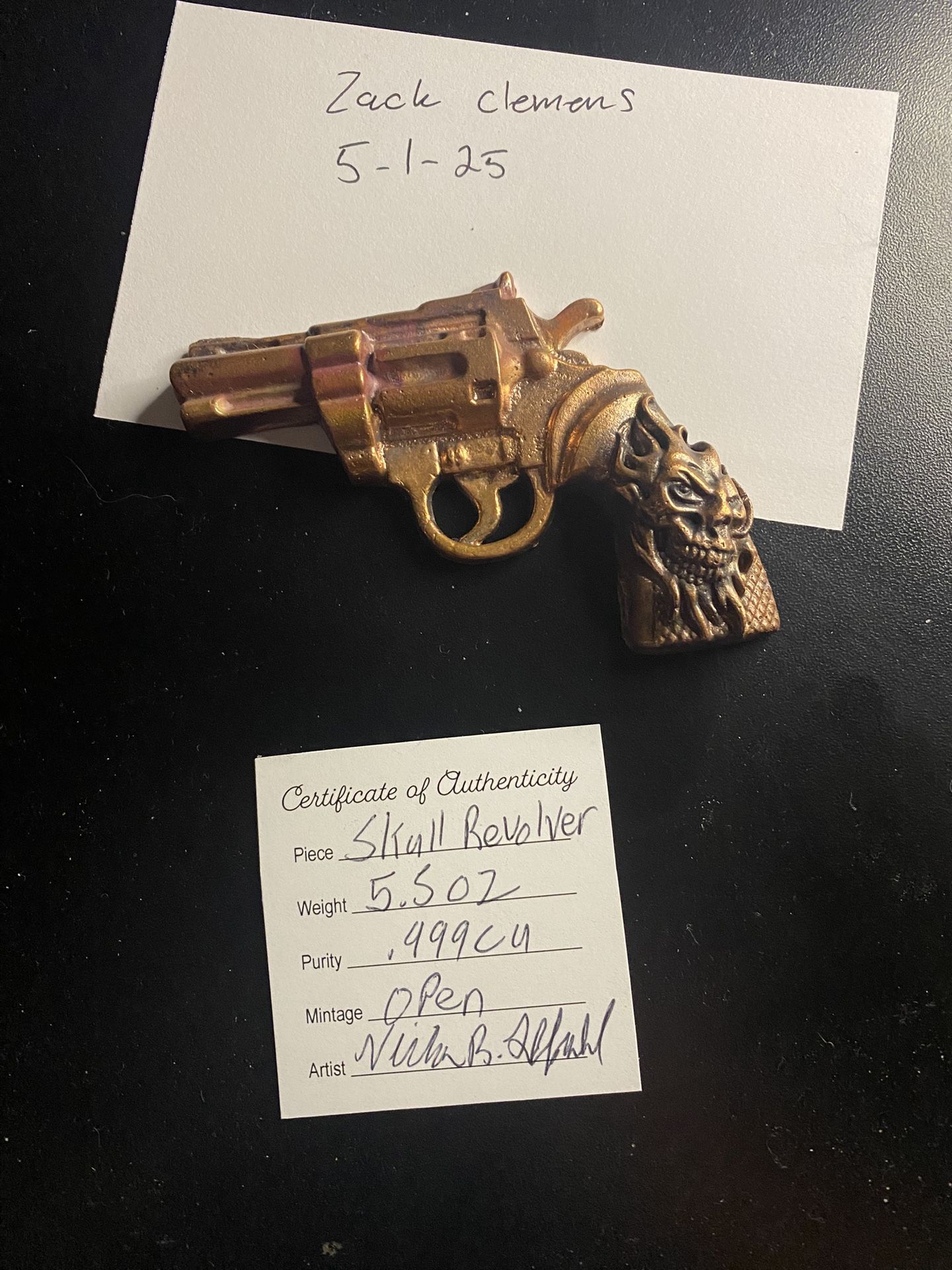 Copper Hand Poured Revolver