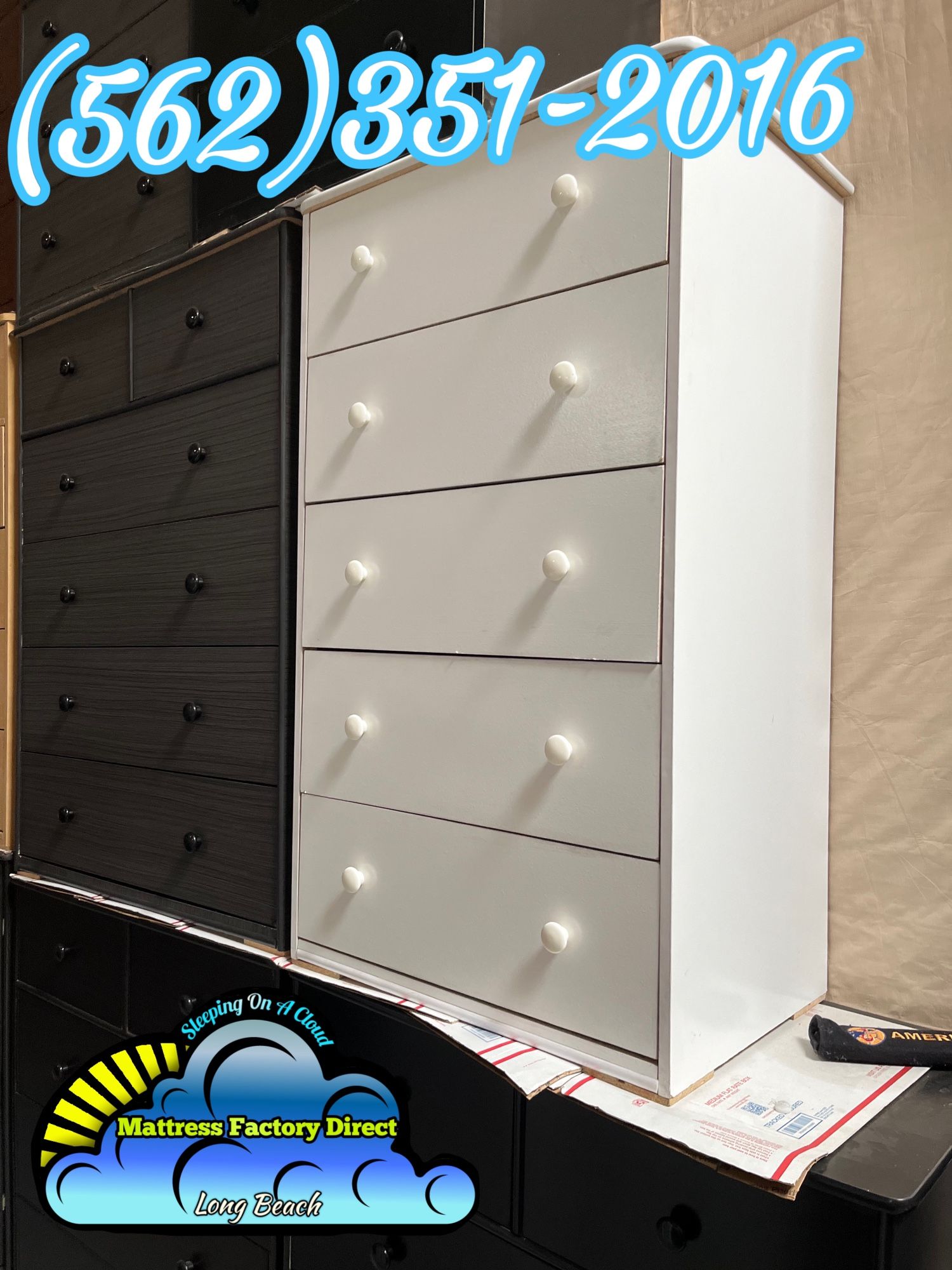 White Jumbo 2 Knob Dresser Blanco Chest Comoda Mueble